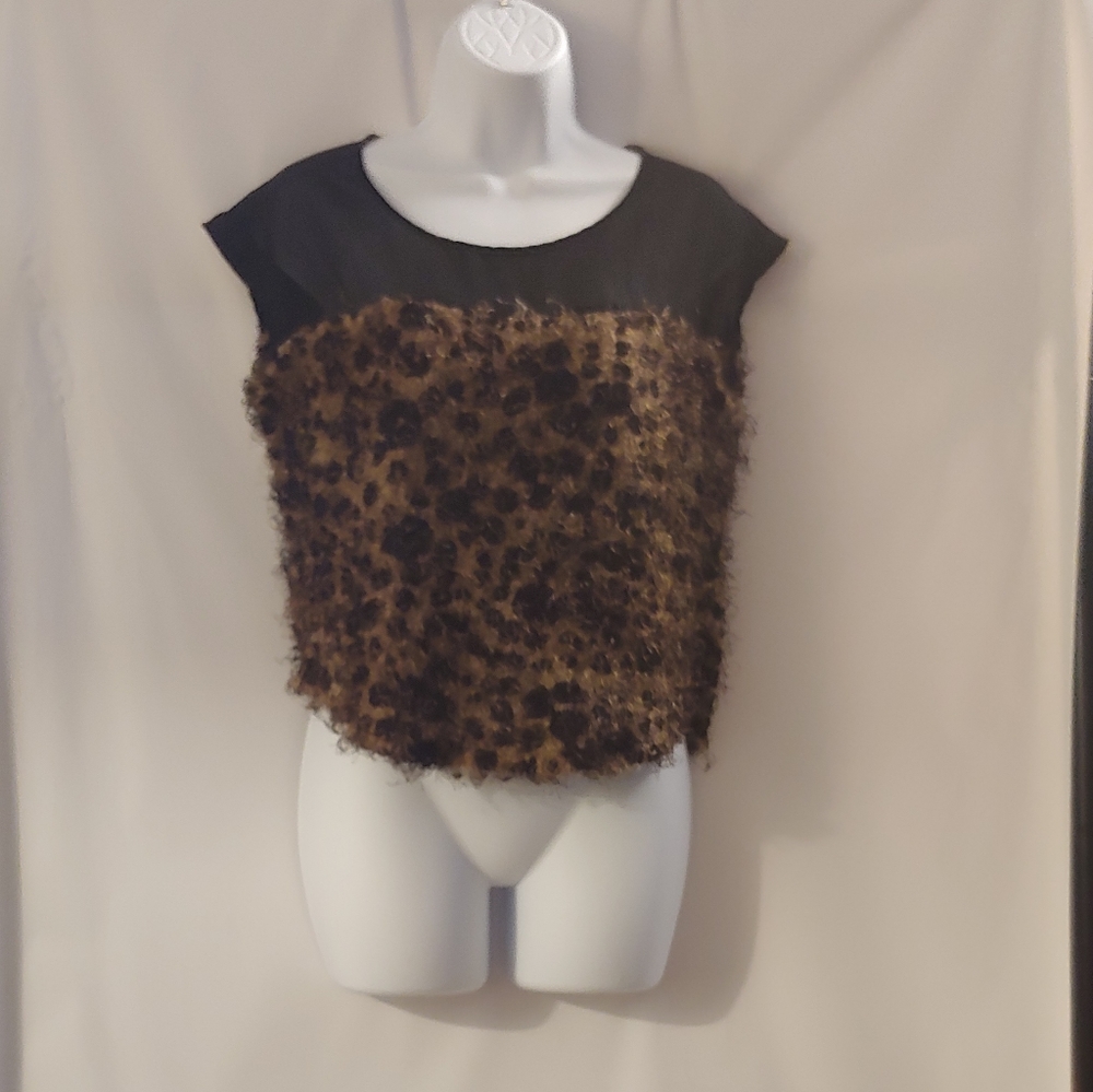Women's Sequin Hearts Fuzzy Shirt, S